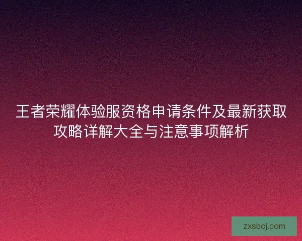 王者荣耀体验服资格申请条件及最新获取攻略详解大全与注意事项解析